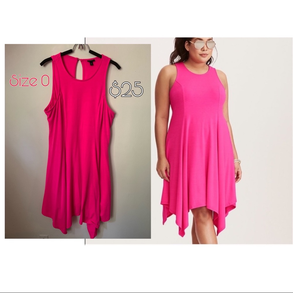 Hot pink trapeze hanky dress torrid size 0